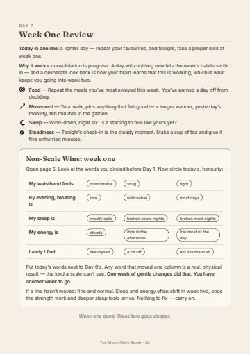 The feel-based check-in page from the guide, with words you circle